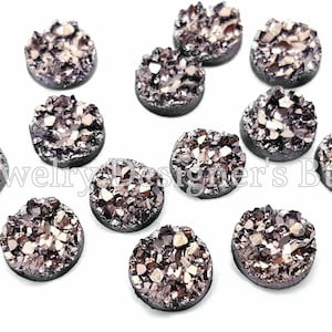 8mm Rose Bronze Resin Druzy Cabochons - Faux Quartz Flatback Embellishments