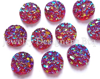 8mm iridescente falso drusa cabochões resina kawaii cabochão glitter enfeites suprimentos de jóias brinco componentes anel descobertas cereja