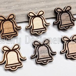 Cloches de mariage Cabochons en bois - Embellissements de cloches - Bouleau en noyer en cerisier, Couleur de choix - Vernis semi-mat