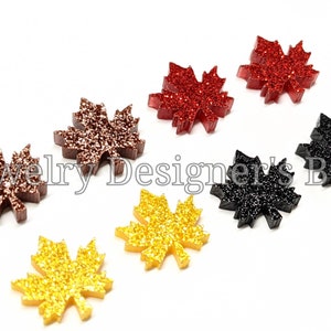 12mm Ahorn Blatt Glitzer Cabochons - Acryl Glitzer Blätter Assortierte Farbpackung