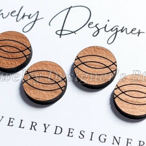 Cabochones de madera grabada de 12 mm - Adornos de madera Line Art - Para pendientes de tachuelas de bricolaje - Diferentes opciones de materiales