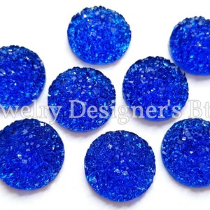 12mm Resin Druzy Cabochons - Faux Mineral Quartz Cabochon - Crystal Royal Blue Flat Type