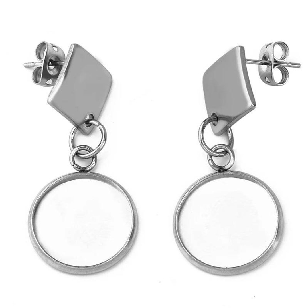 10pcs 12mm Stainless Steel Drop Dangle Earring Cabochon Etsy