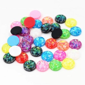 20pcs - 12mm colori assortiti Cabochon Pack - Fuoco Opale Fiocchi Resin Cabochons - Multi Colore Round Dome Gioielli Forniture Diorecchini fai da te