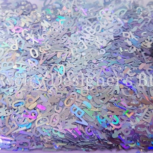 10g Alphabet AB Nail Glitter - Iridescent Aurora Borealis Nails Art - Lettres AB Holo Flakes Holographic Rainbow - Résine Déco Crafts Supply