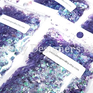 20g Flocons d’Ongles AB Broyés - Iridescent Aurora Borealis Nails Art - Purple AB Mylar Flakes Holographic Rainbow - Resin Shards Crafts Supply
