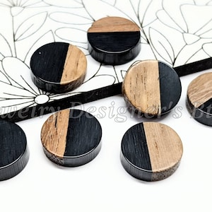 Handgemaakte cabochons van harshout - maatbereiken tussen 9,5 mm - 10,5 mm - gitzwart