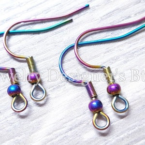 Hypoallergenic Stainless Steel Rainbow Earring Hooks With Ball - DIY Earrings Wire