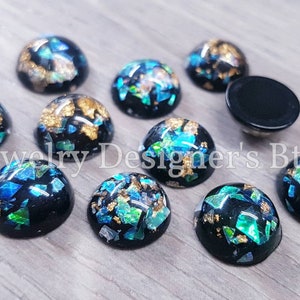 8.2mm iriserende bladgoud vlokken Cabochon, pauw kleur Cabochons, faux shell effect, DIY sieraden ambachten levering