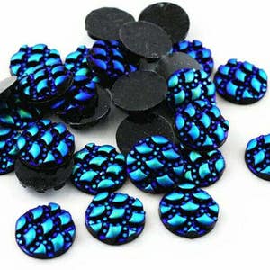 12mm Bleu Sirène Cabochons Irisé Sirène Cabochon Poisson Écaille Dragon Serpent Peau AB Cabochons Téléphone portable Cas Scrapbooking Bleu