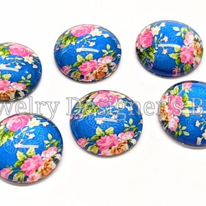 Cabochons photo en verre 12 mm motif floral vintage