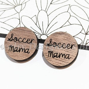 Cabochons Mama 12mm Soccer - Embellissements en bois - Bouleau cerisier noyer, Couleur Pick - Vernis semi-mat