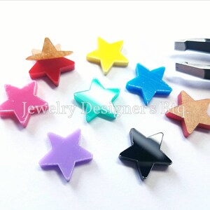 20 Stk, 12mm Stern Cabochon Acryl Deko - Sterne DIY Schmuck Basteln Laser - Multi Color Pack - Schutzfolie vor Gebrauch bitte entfernen
