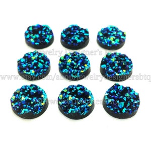 12mm Iridescent Blue Faux Druzy Cabochon Resin Cabochons Drusy Studs Fits 12mm Bezel Stud Crystal Earrings Druzy Post Earring DIY Druzy