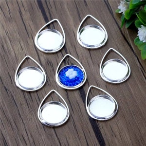12mm placcato argento cabochon vassoio con castone cabochon connettori collegamenti cammeo impostazioni risultati di collana pendente in resina di vetro