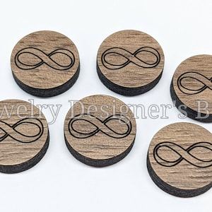 Cabochons en bois infini 12mm - Embellissements en bois Forever - Bouleau noyer cerisier, Couleur de choix - Vernis semi-mat