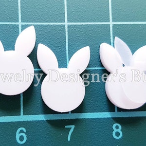 Hase Cabochon Acryl Deko - 14 mm x 10 mm - Glänzend Hasen Rohling DIY Schmuck Handwerk Laser Weiss