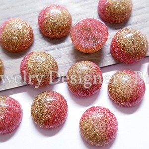 Cabochons en dôme à paillettes en résine scintillante ombrée or rose - Embellissements à dos plat non correctifs - Pas de trous de perçage