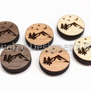 Cabochons en bois, étoiles des montagnes 12 mm, feuilles, embellissements en bois, cerisier, noyer, bouleau, choix la couleur, vernis semi-mat