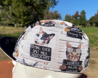 Cycling cap most wanted cat handmade