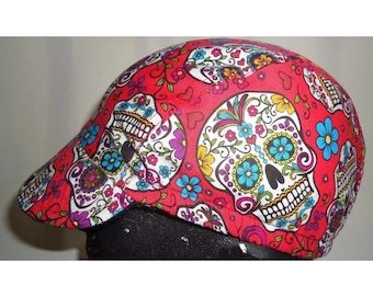 cycling cap reversible skull cotton &black wool w lines size L M