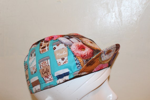 CYCLING CAP COFFE /& DONUTS 100/% COTTON HANDMADE IN USA M L