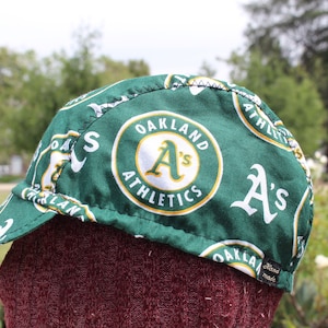Cycling cap  Oakland A&#39;s MLB  100% handmade  in USA  size L M S