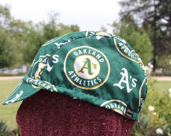 Cycling cap  Oakland A&#39;s MLB  100% handmade  in USA  size L M S