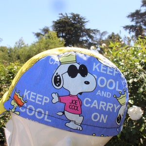 Cycling cap keep cool snoopy handmade in USA M L S