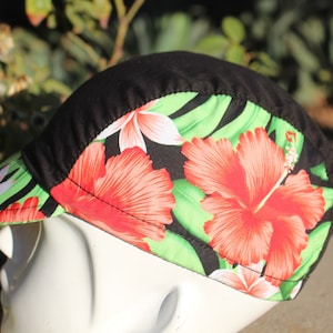 Cycling cap tropical flowers cotton print size M L S