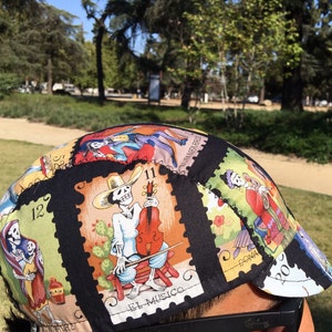 Cycling cap carta de muertos 100% cotton print any size handmade M L