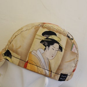 Cycling cap japanse culture ladys  Handmade L M S 100% cotton  made in USA