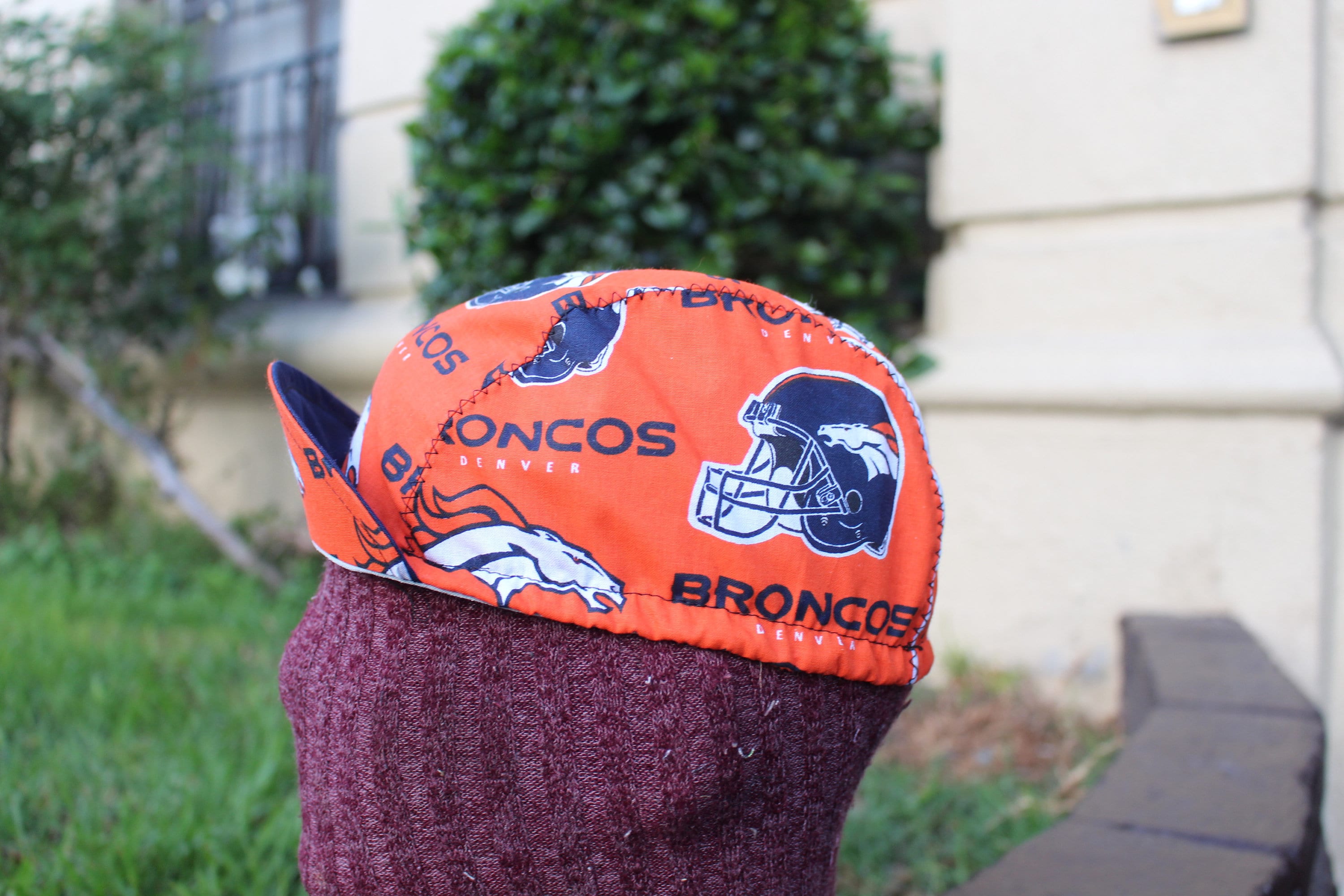 cycling cap cotton prinT NFL Denver Broncos 100 % HANDMADE size L M