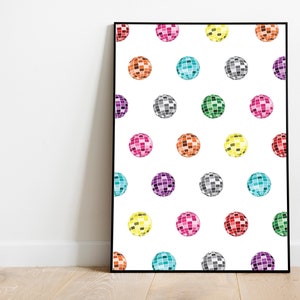 Rainbow Disco Ball Art | Printable Wall Art, Disco Print, Cute Trendy Wall Art, Disco Ball Wall Art, Disco Ball Print, Disco Poster