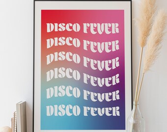 Disco Fever | Printable Wall Art, Cute Trendy Decor, Wall Art Disco, Groovy Poster, Disco Poster, Disco Party Decor Artwork, Disco Art