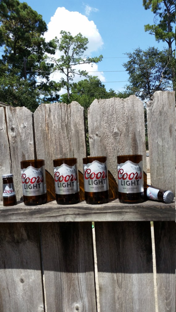 Set of 2 upcycled Coors Light glasses and 2 shot glasses 
