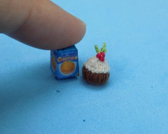 1:12 pdf knitting pattern doll's house Christmas Pudding chocolate orange cover by Angela Turner