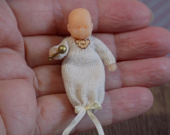 Pdf 1:12 Knitting Pattern miniature baby doll's house doll gown by Angela Turner