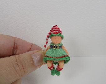 1:12 Pdf Knitting Pattern New born baby Elf Dress Set by Angela Turner