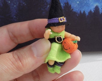1:12 KNITTING PDF PATTERN baby witch dress set for 6-9 month miniature doll by Angela Turner