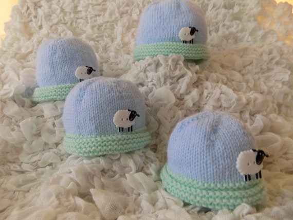 Pdf Knitting Pattern Download Premature Preemie Baby Sheep Hat Set By Angela Turner