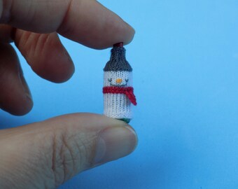 1:12 Pdf Knitting Pattern Snowman wine bottle cover by Angela Turner