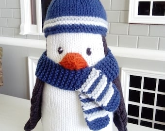 PDF KNITTING PATTERN Pip the Penguin winter toy by Angela Turner