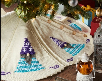 Christmas Tree Skirt KNITTING PATTERN Scandi Tomte Gnomes by Angela Turner