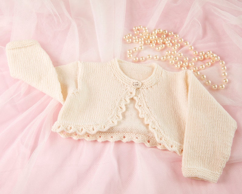 Pdf Knitting Pattern for baby bolero by Angela Turner image 1