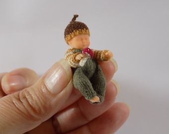 1:12 Pdf Knitting Pattern Doll's House baby Autumn Set by Angela Turner