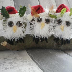 Pdf Knitting Pattern for 3 Wise Owls Christmas by Angela Turner