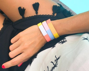 Armband Jonc Pastel - Geschenk Hochzeitszeuge - Armband Freundschaftszeuge - Glücksbringer - Gewebte Manschette - Jonc Rose Pastell - Lilie & Koh