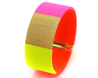 Bracelet Manchette Fluo - Cadeau Maman Flashy - Cadeau Témoin Mariage - Bracelet Porte-Bonheur Fluo - Manchette Tissée Main - Lilie & Koh