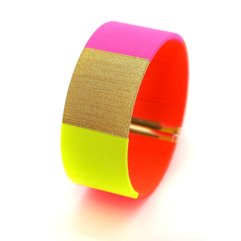 Bracelet Manchette Fluo Cadeau Maman Flashy Cadeau Témoin Mariage Bracelet Porte-Bonheur Fluo Manchette Tissée Main Lilie & Koh zdjęcie 1